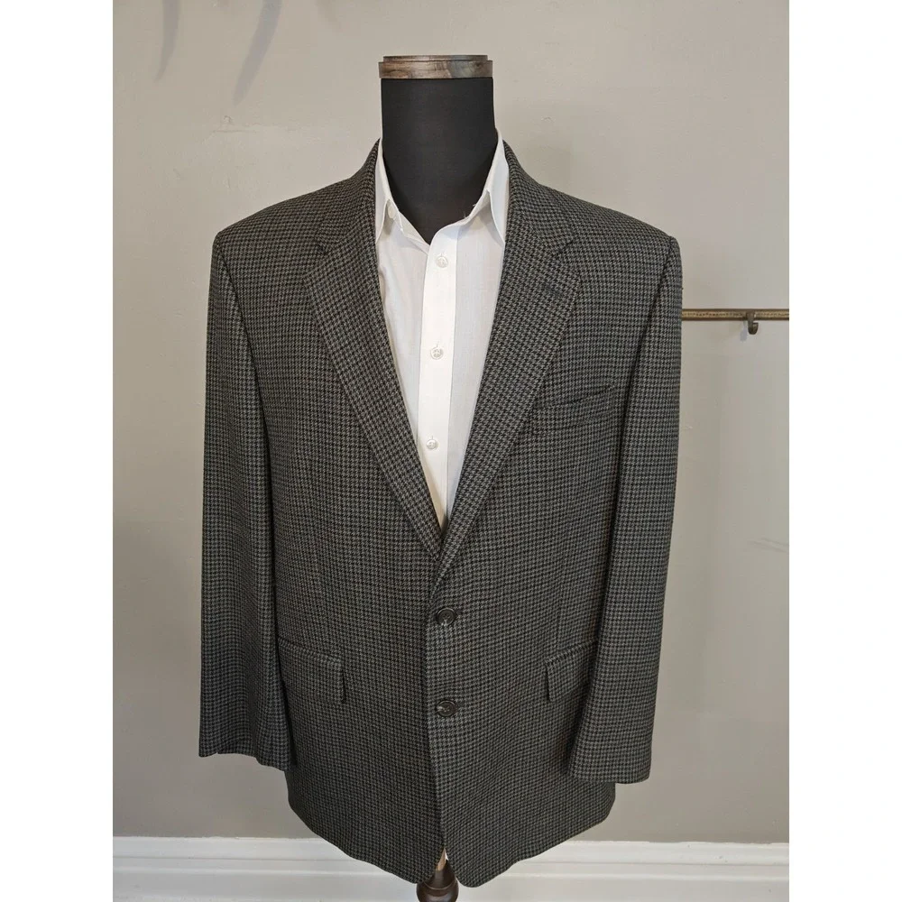 Chaps Vintage Mens Wool Sports Coat 44R Taupe Houndstooth 2 Button Blazer Canada